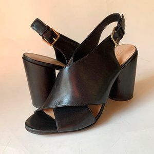 VC John Camuto Round Heel Sandals 61597 Sz 8 Wrap Instep Slingback Black Leather